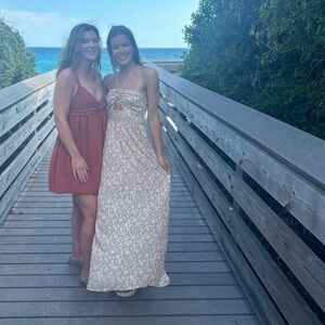 Beige Floral Maxi Dress